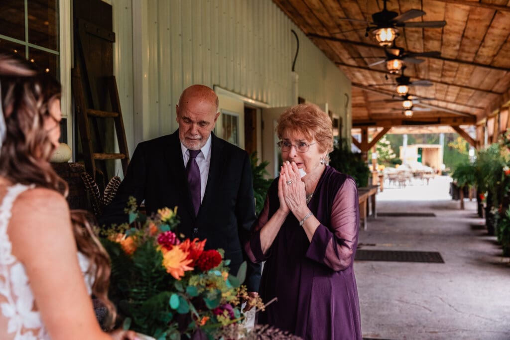 ride shares emotional first look with grandparents at Hinckston Run Farm