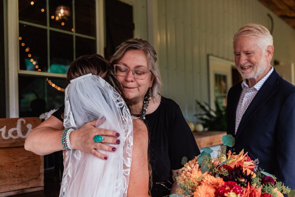 Bride shares first look with aunt and uncle at Hinckston Run Farm