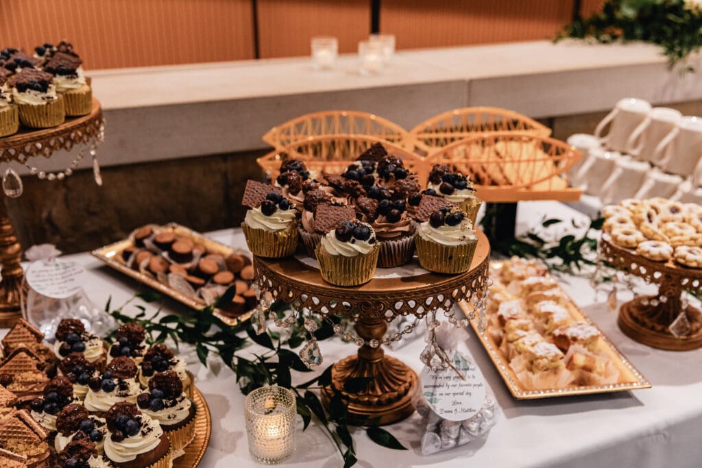 Pittsburgh wedding cookie table featuring Pittsburgh bridge designs at the National Aviary