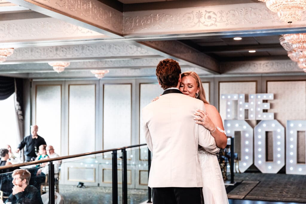 Bride and groom sharing their first dance at their Le Mont wedding reception in Mt. Washington