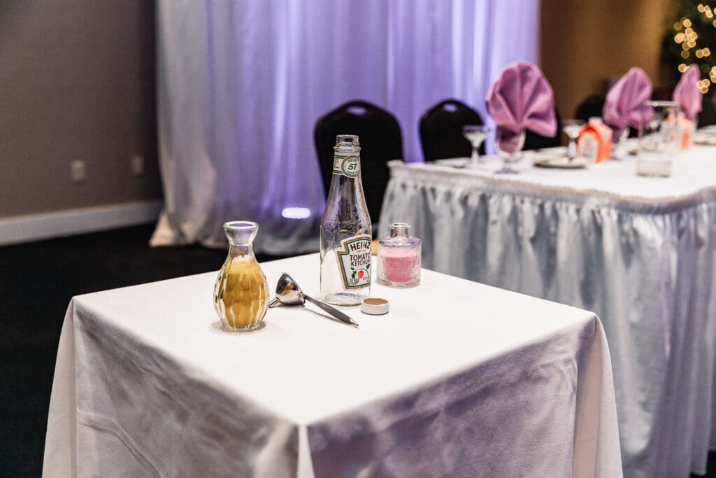 Heinz ketchup bottle used as a sand holder during a wedding sand ceremony at The Fez