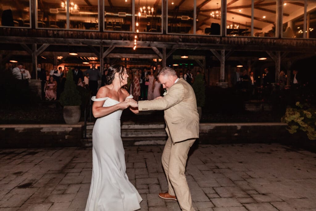 Pittsburgh bride dancing with her father during the wedding reception at Willowbrook in Volant, PA