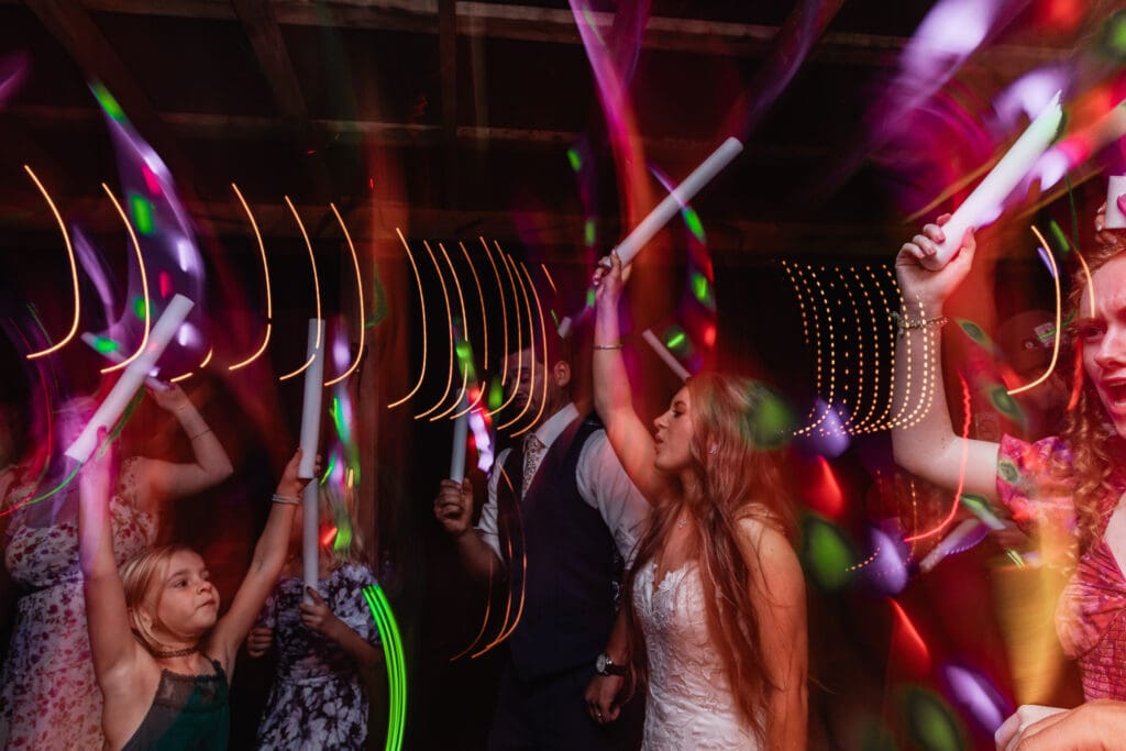 Motion blur captures energetic dancing at Hinckston Run Farm wedding