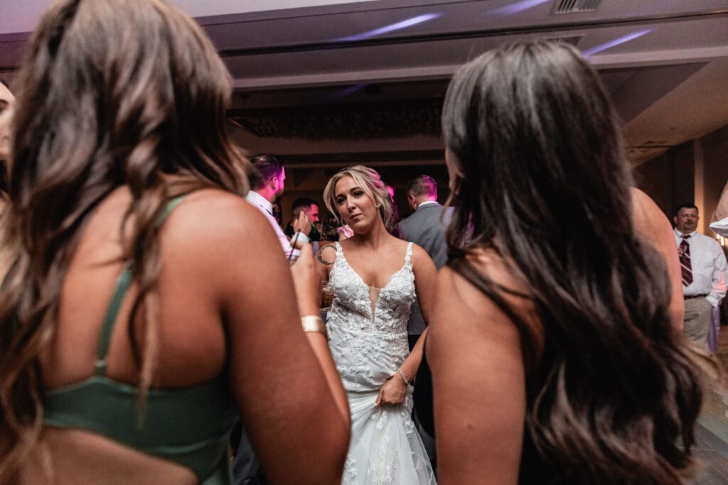 Bride dancing and celebrating at Pittsburgh Airport Marriott wedding reception